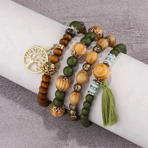 2 LEFT! 4 piece Tree of Life Bohemian Beaded Bracelet Set